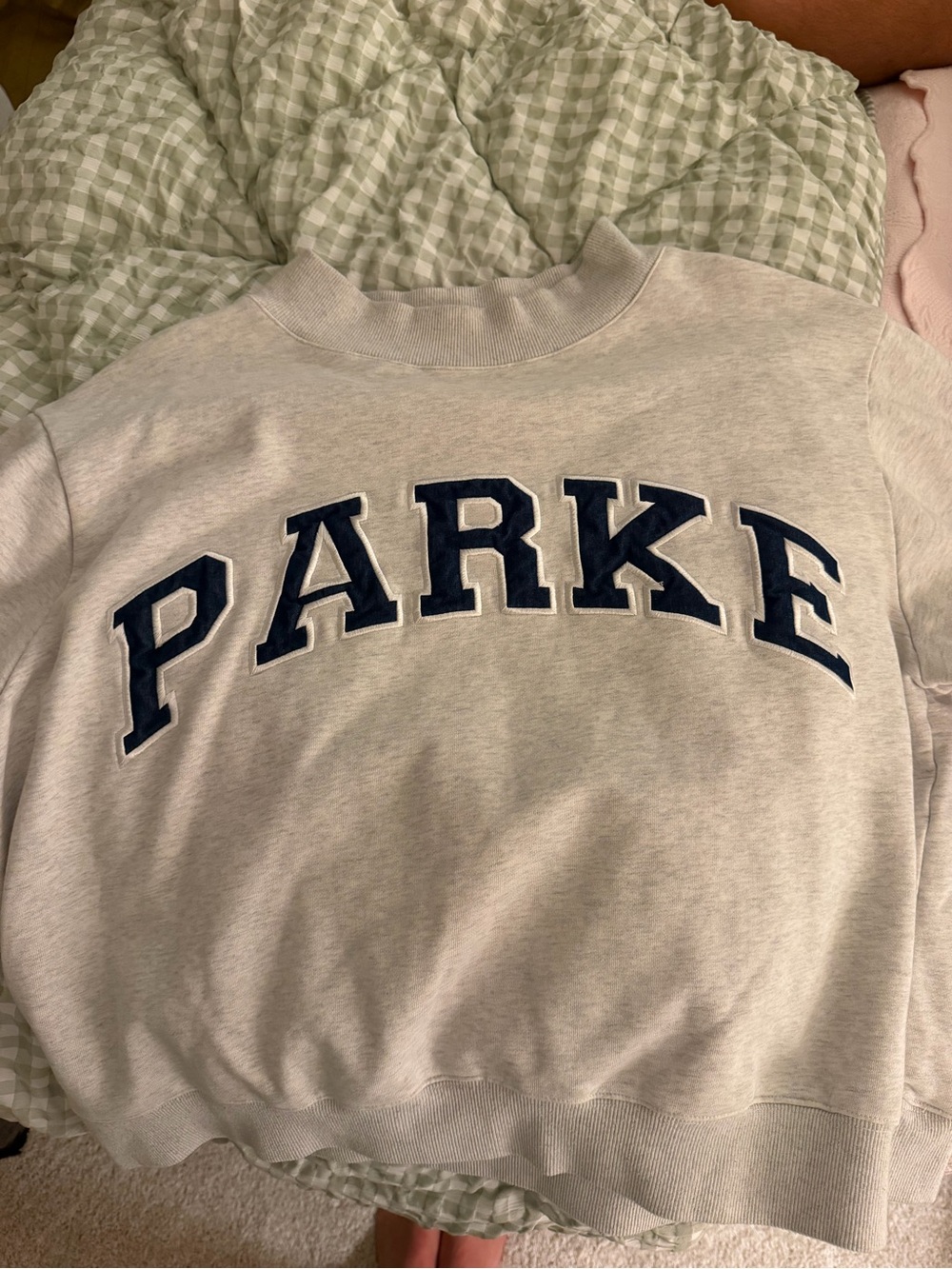 PARKE Kids Light Gray Sweatshirt with Navy Lettering